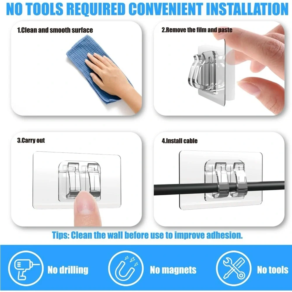 Adhesive Hooks for outdoor string lights 100pk